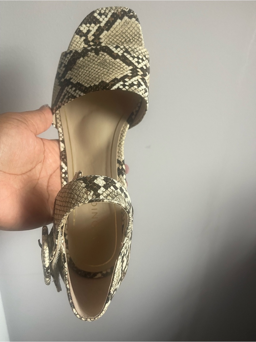 Vionic Beige and Black Snake-Print Open-Toe Mule
